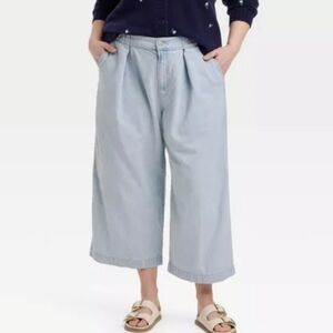High-Rise Cropped Trousers Two Way Denim Wide Leg - Universal Thread Size 12R